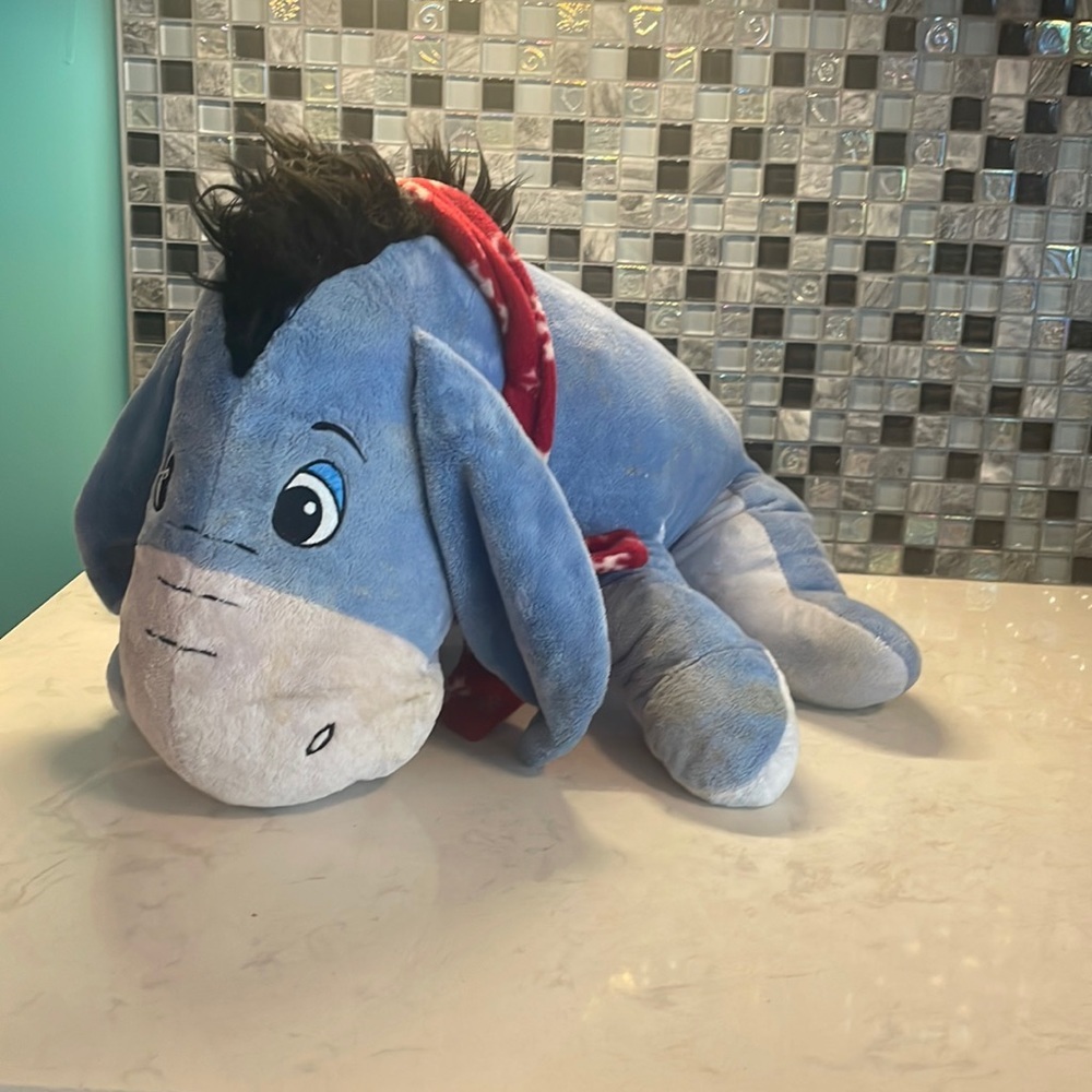 Disney Eeyore w/Christmas Winter Scarf w/Snowflakes. 20” x 19”